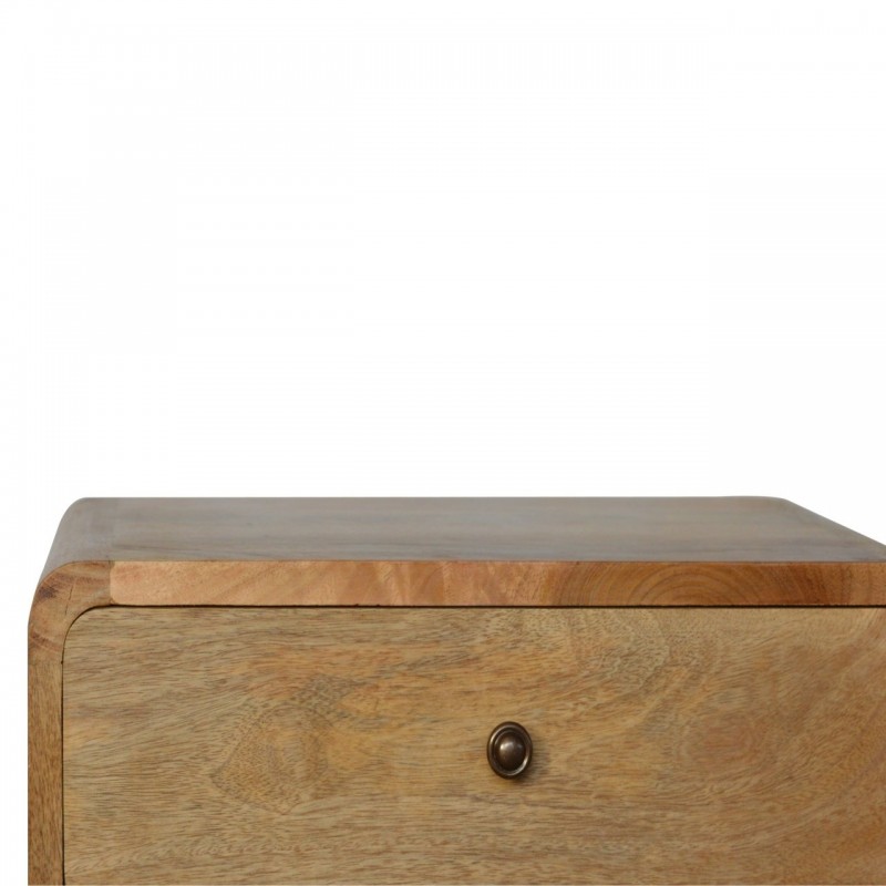 Curved Oak-Ish Nachttisch mit 2 Schubladen