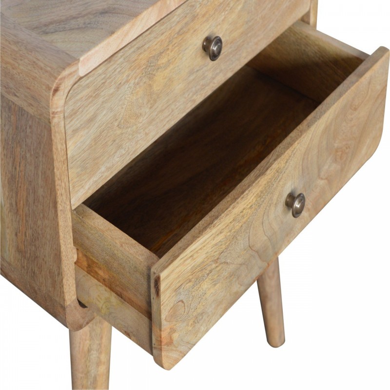 Curved Oak-Ish Nachttisch mit 2 Schubladen