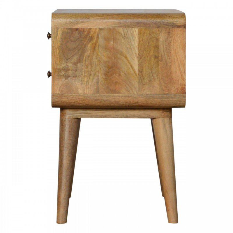 Curved Oak-Ish Nachttisch mit 2 Schubladen