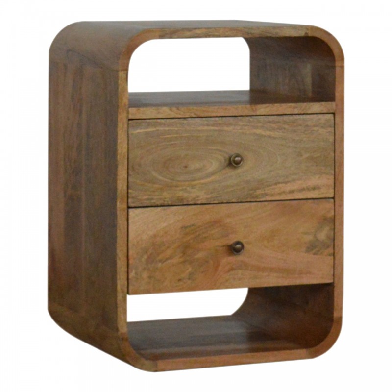 London Oak-Ish Nachttisch mit 2 Schubladen und Ablagefächern