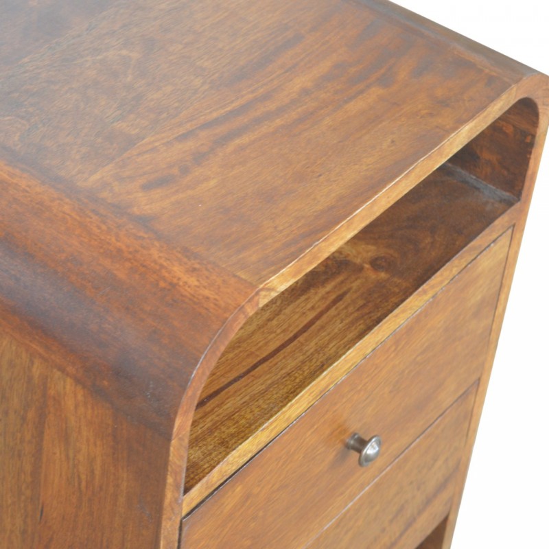 Chestnut Curved Edge Nachttisch mit 2 Schubladen