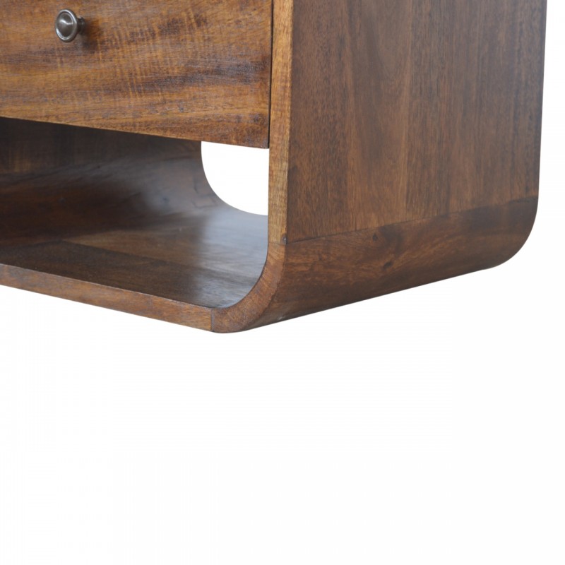 Chestnut Curved Edge Nachttisch mit 2 Schubladen