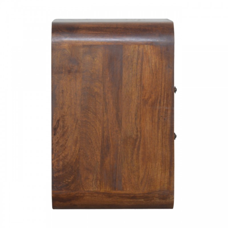 Chestnut Curved Edge Nachttisch mit 2 Schubladen