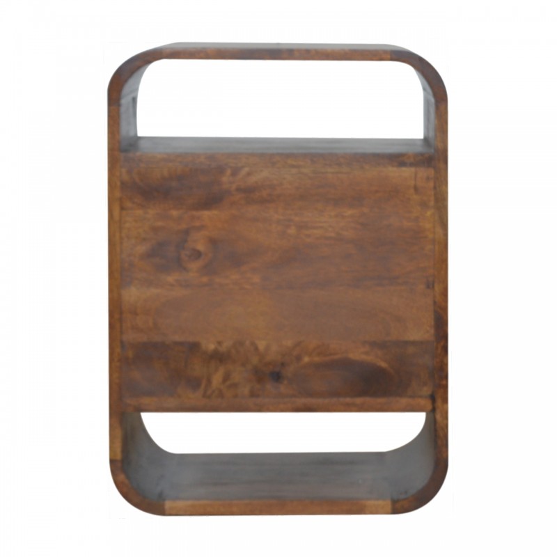 Chestnut Curved Edge Nachttisch mit 2 Schubladen