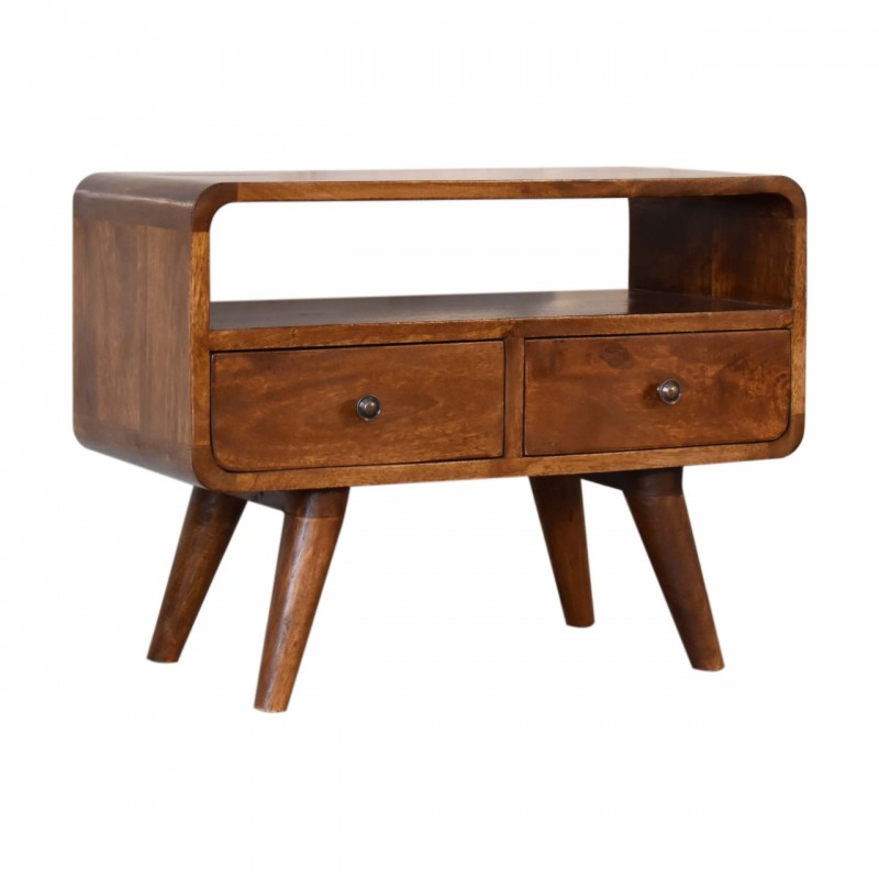 Компактная ТВ-тумба Mini Curved Chestnut с 2 ящиками