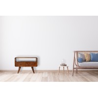 Mini Curved Chestnut Media Unit with 2 Drawers