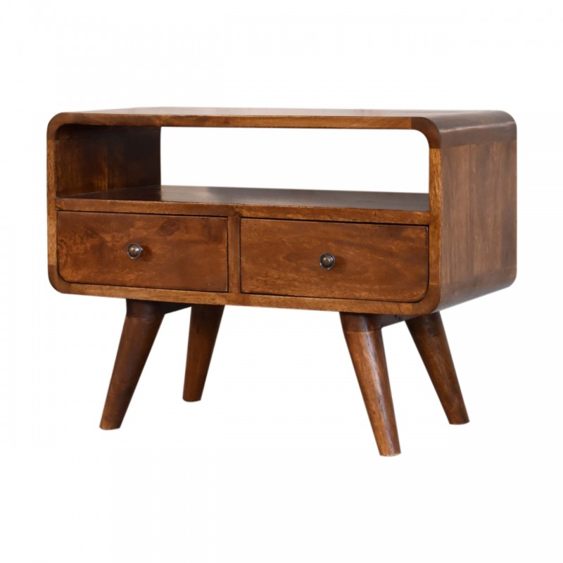 Компактная ТВ-тумба Mini Curved Chestnut с 2 ящиками