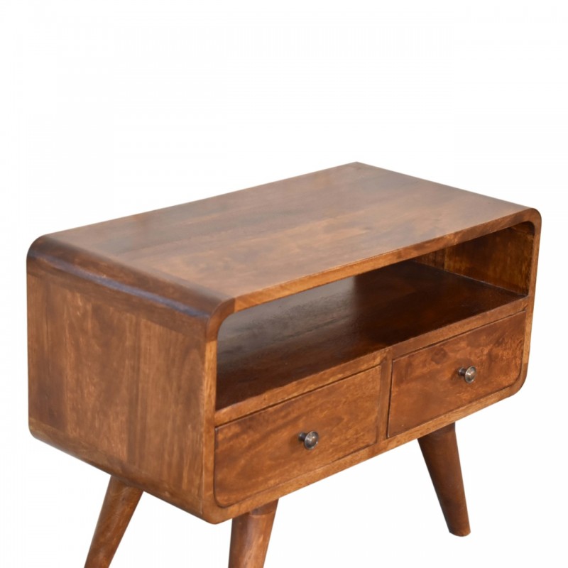 Компактная ТВ-тумба Mini Curved Chestnut с 2 ящиками