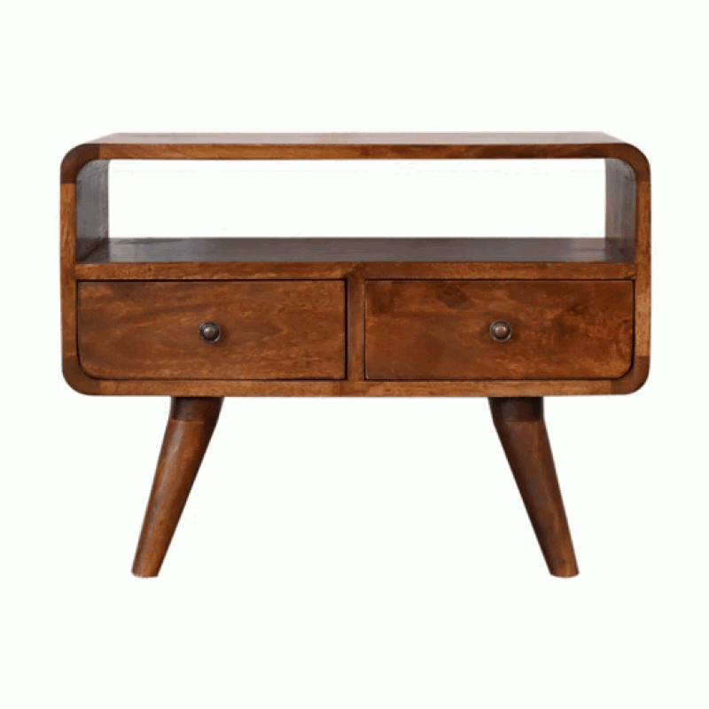 Компактная ТВ-тумба Mini Curved Chestnut с 2 ящиками