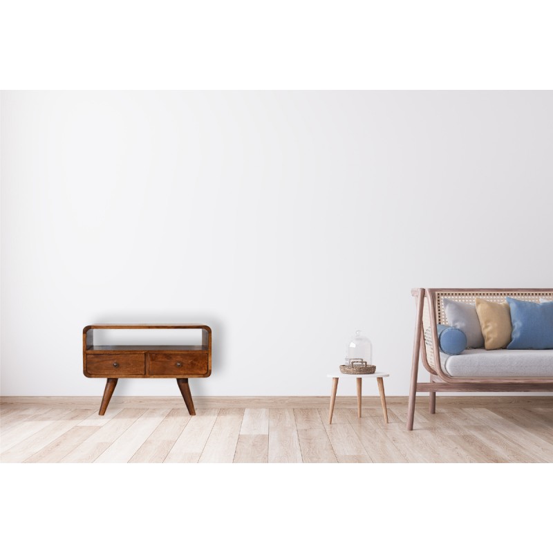 Компактная ТВ-тумба Mini Curved Chestnut с 2 ящиками