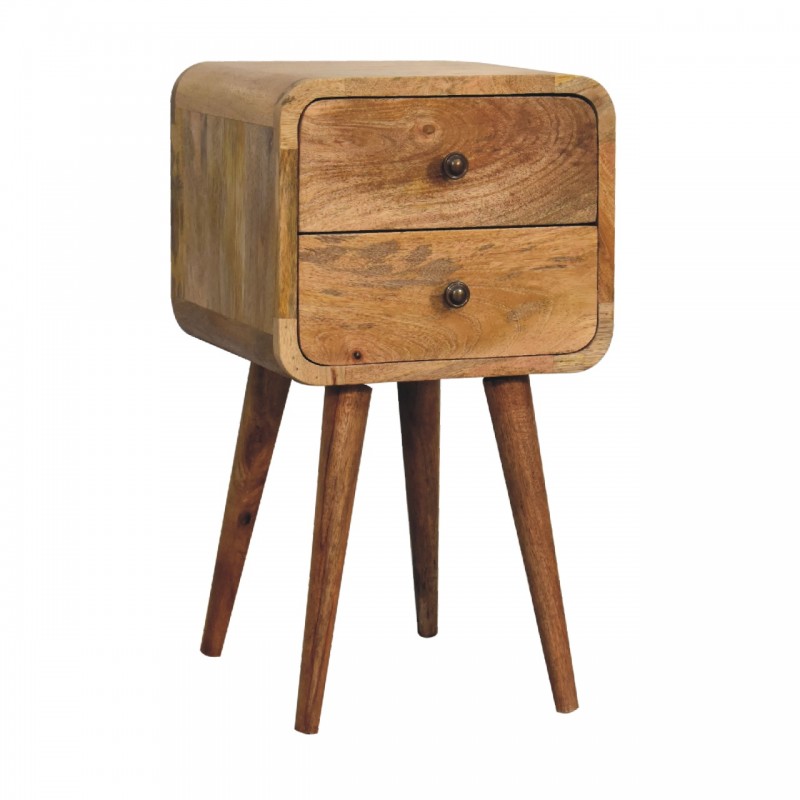 Компактная прикроватная тумба Mini Curved Oak-Ish с 2 ящиками