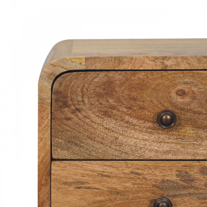 Компактная прикроватная тумба Mini Curved Oak-Ish с 2 ящиками