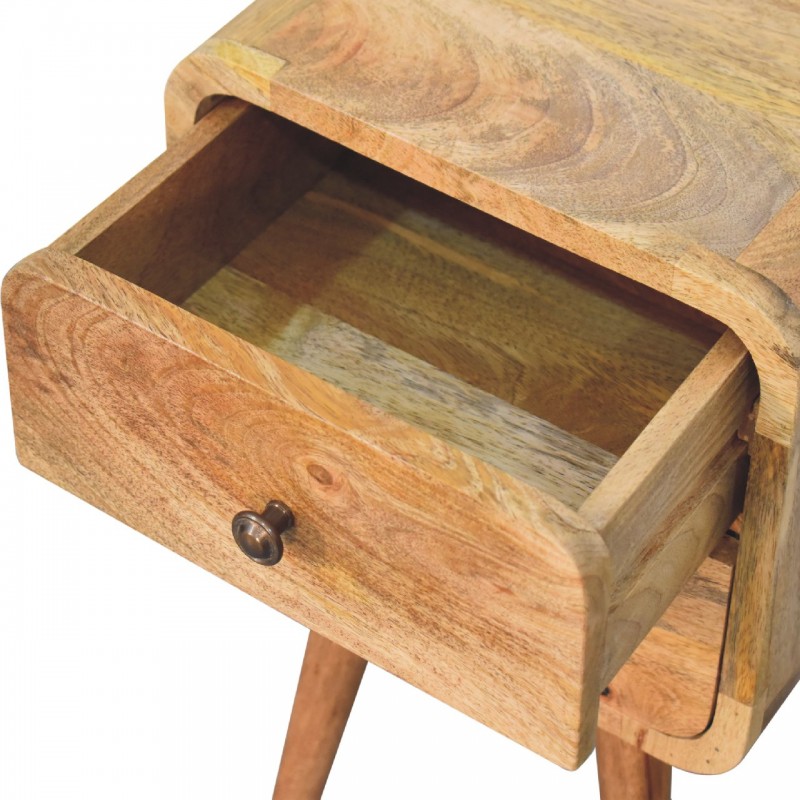 Компактная прикроватная тумба Mini Curved Oak-Ish с 2 ящиками