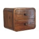Mini Curved Chestnut Floating Bedside Table with 2 Drawers