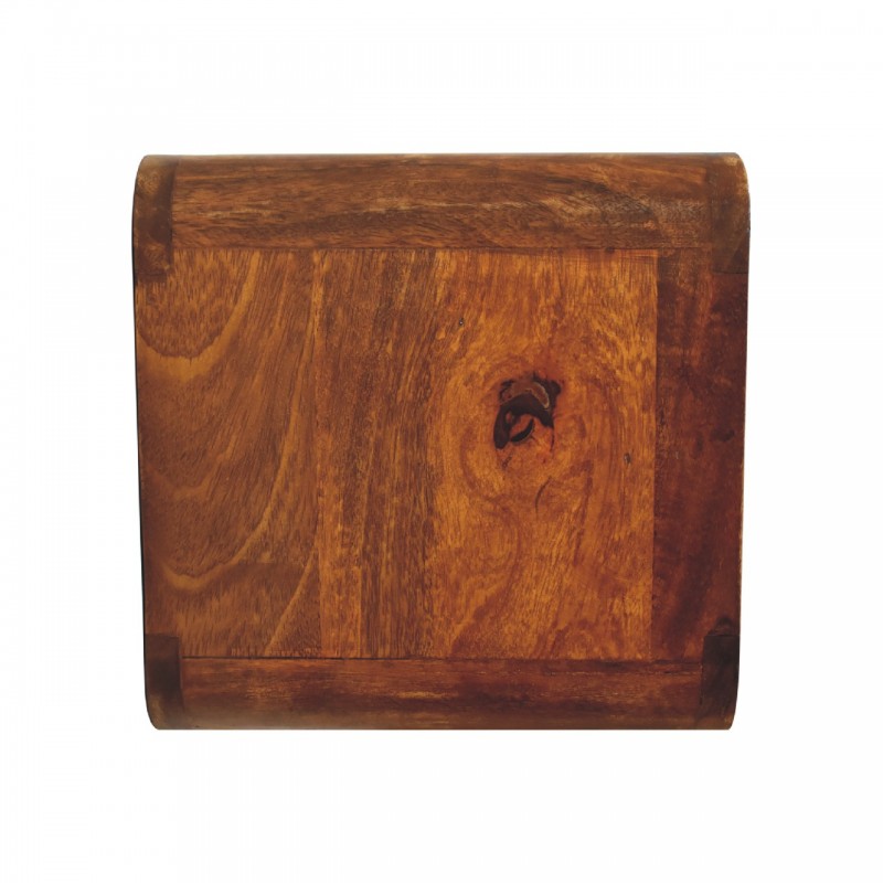 Mini Curved Chestnut Floating Bedside Table with 2 Drawers