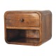 Mini Curved Chestnut Floating Nightstand with Open Shelf