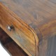 Mini Curved Chestnut Floating Nightstand with Open Shelf