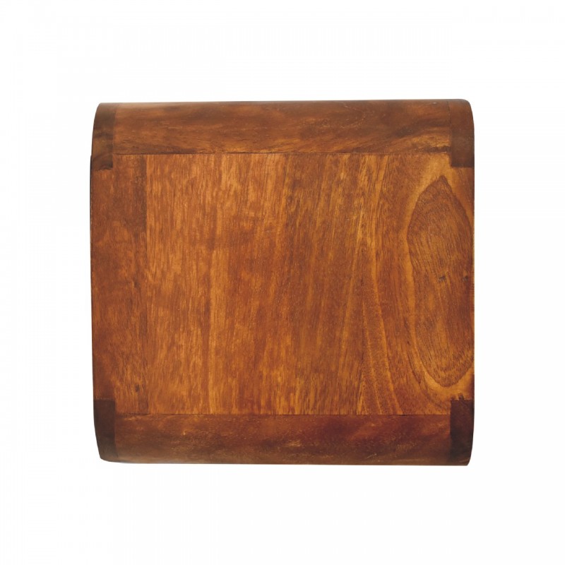 Mini Curved Chestnut Floating Nightstand with Open Shelf