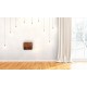 Mini Curved Chestnut Floating Nightstand with Open Shelf