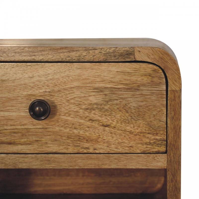 Mini Oak-Ish Floating Bedside Table with Open Shelf