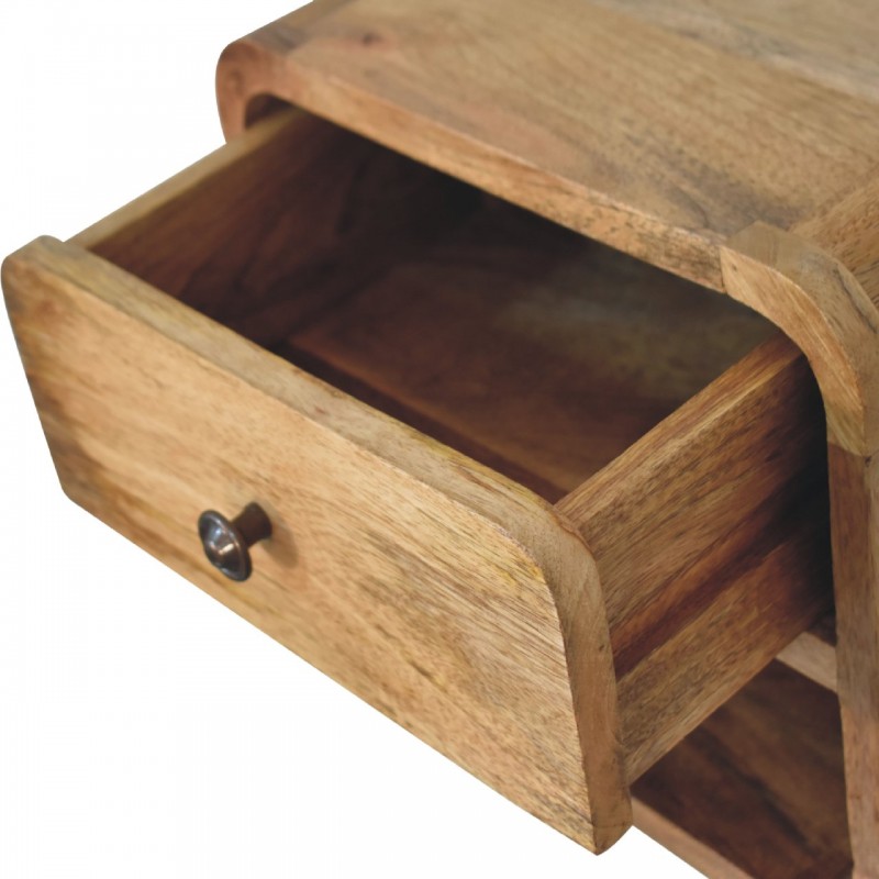 Mini Oak-Ish Floating Bedside Table with Open Shelf