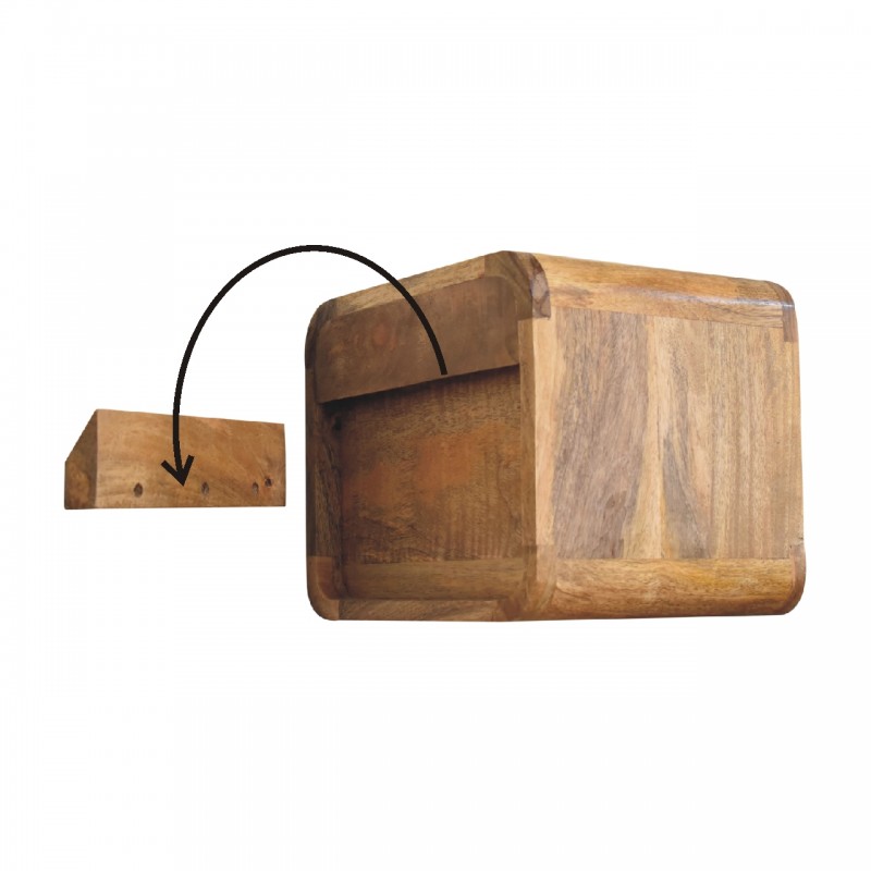 Mini Oak-Ish Floating Bedside Table with Open Shelf