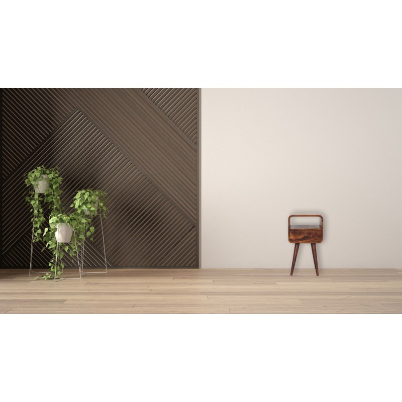 Компактная прикроватная тумба Mini Curved Chestnut с нишей