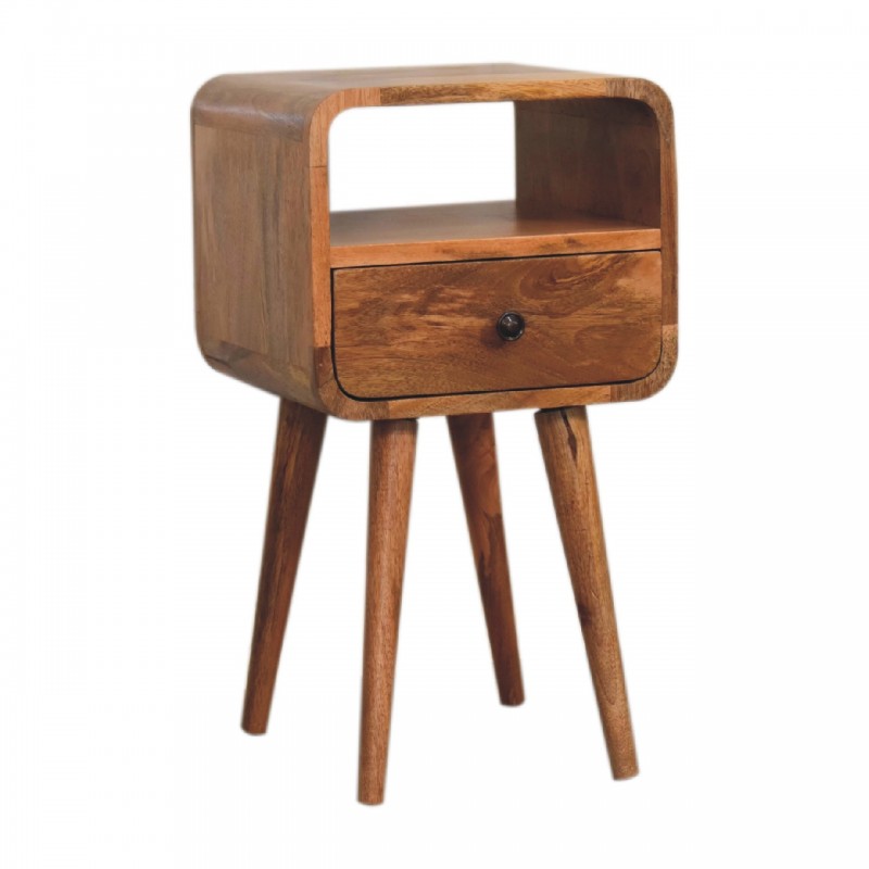 Компактная прикроватная тумба Mini Curved Oak-Ish с нишей