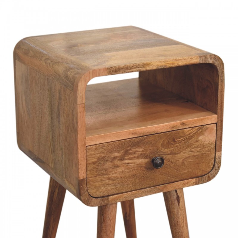 Компактная прикроватная тумба Mini Curved Oak-Ish с нишей