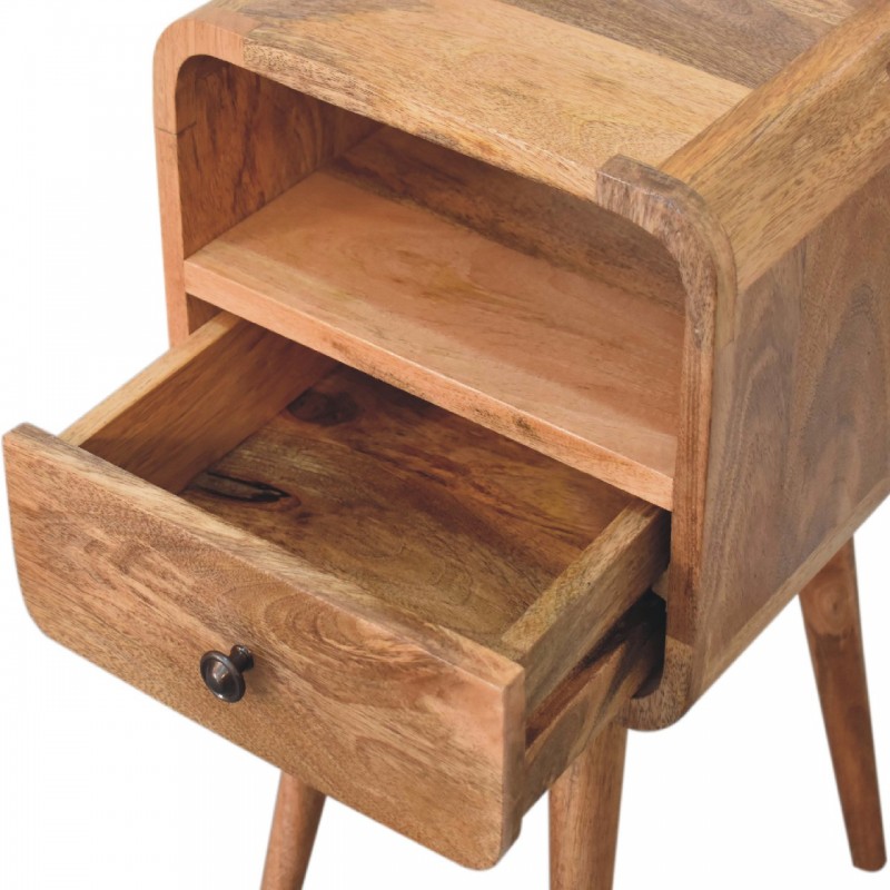 Компактная прикроватная тумба Mini Curved Oak-Ish с нишей