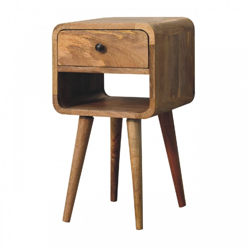 Компактная прикроватная тумба Mini Curved Oak-Ish с нижней нишей