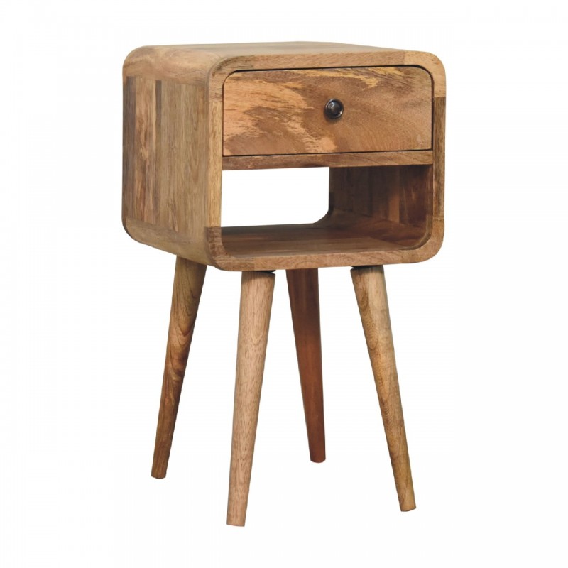 Компактная прикроватная тумба Mini Curved Oak-Ish с нижней нишей