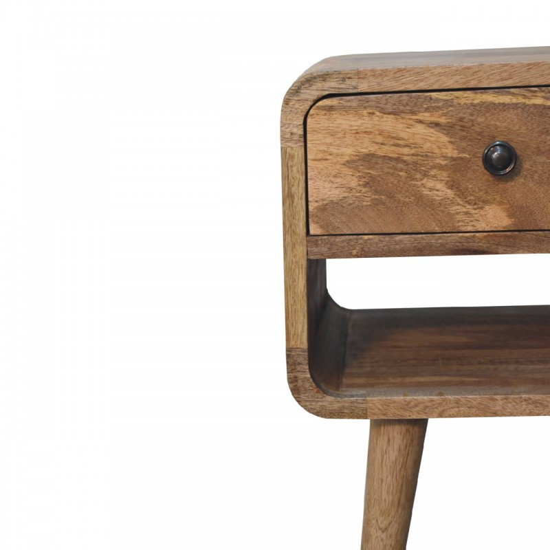 Компактная прикроватная тумба Mini Curved Oak-Ish с нижней нишей