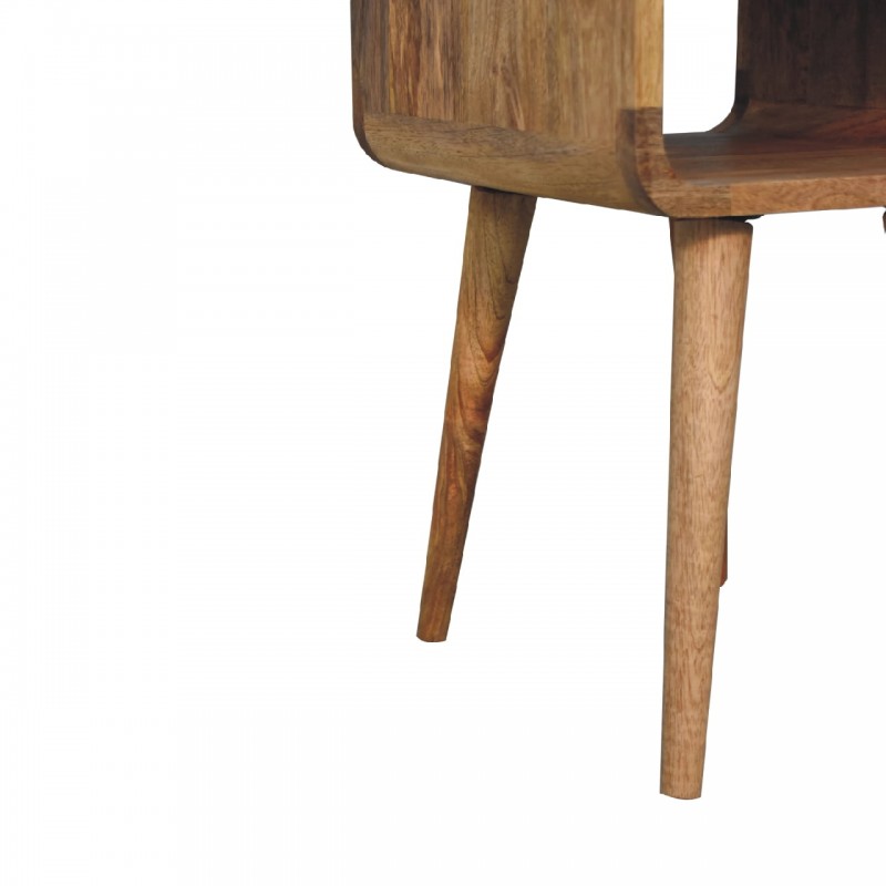Компактная прикроватная тумба Mini Curved Oak-Ish с нижней нишей