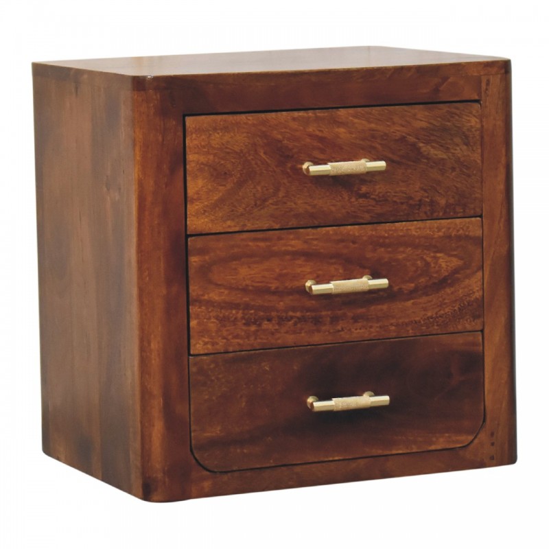 Luca Chestnut Nachttisch mit 3 Schubladen