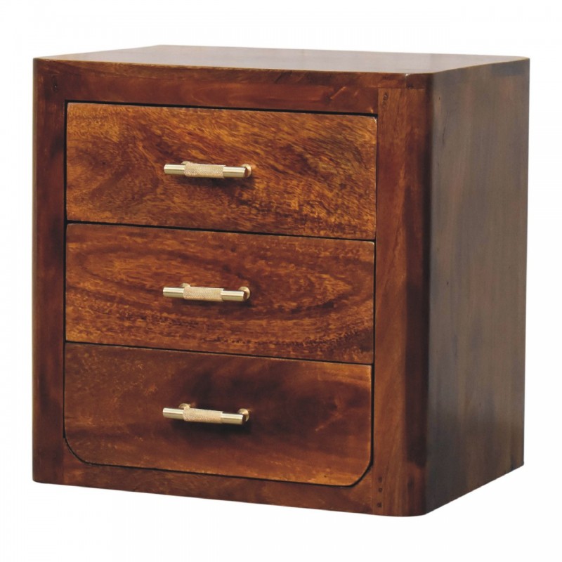 Luca Chestnut Nachttisch mit 3 Schubladen