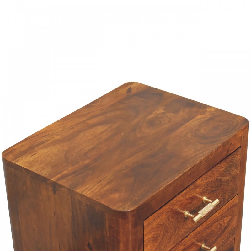 Luca Chestnut Nachttisch mit 3 Schubladen