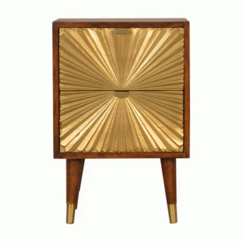 Manila Gold Chestnut Nachttisch mit Messingfronten