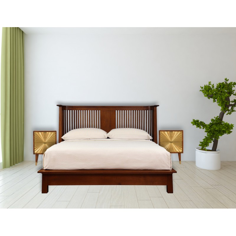 Manila Gold Chestnut Nachttisch mit Messingfronten