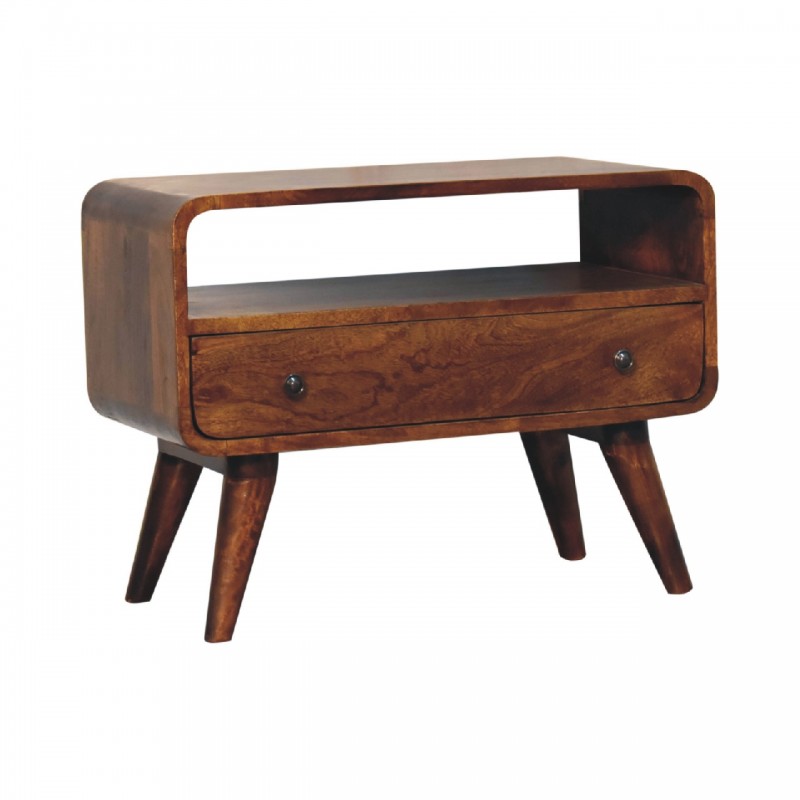 Компактная ТВ-тумба Mini Curved Chestnut с нишей