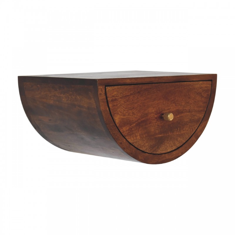 Chestnut Crescent Wall-Mounted Bedside Table