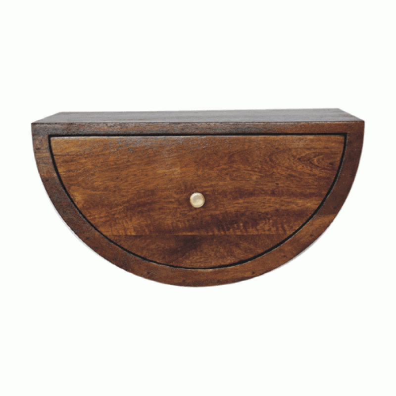 Chestnut Crescent Wall-Mounted Bedside Table