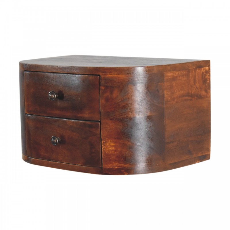 Lunar Chestnut Floating Nachttisch mit 2 Schubladen