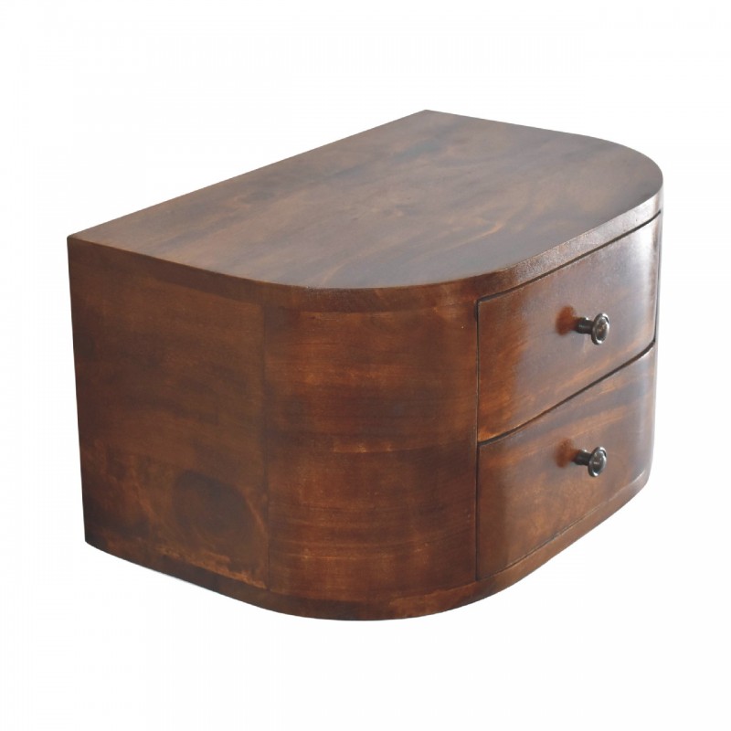 Lunar Chestnut Floating Nachttisch mit 2 Schubladen