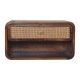 Chestnut Wall-Mounted Open Woven Bedside Table