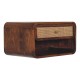 Chestnut Wall-Mounted Open Woven Bedside Table