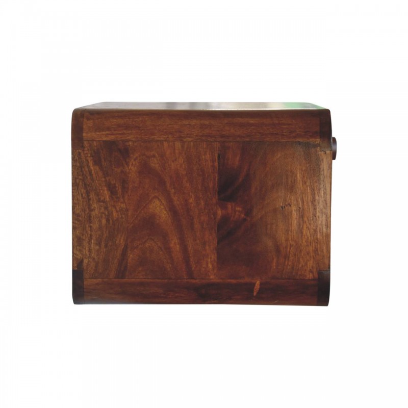 Chestnut Wall-Mounted Open Woven Bedside Table