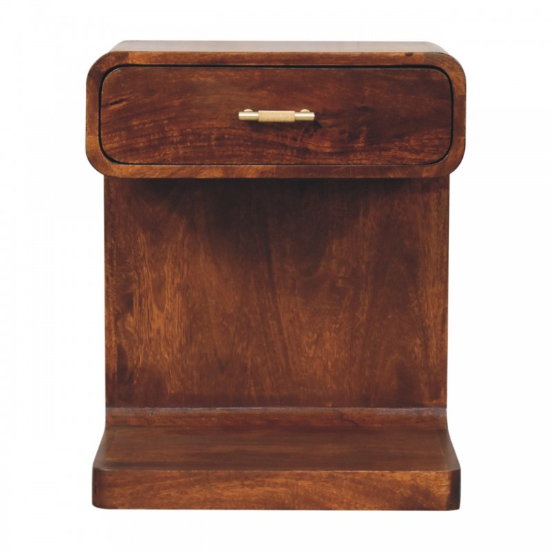 Chestnut T-Bar Rounded Nachttisch
