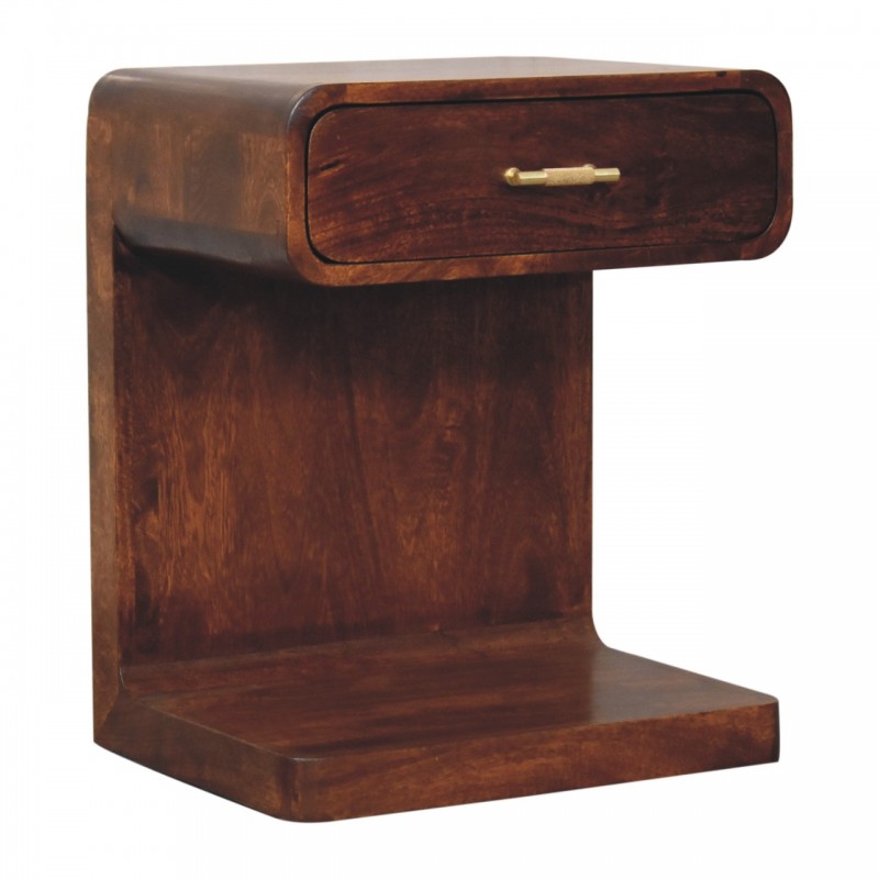 Chestnut T-Bar Rounded Nachttisch
