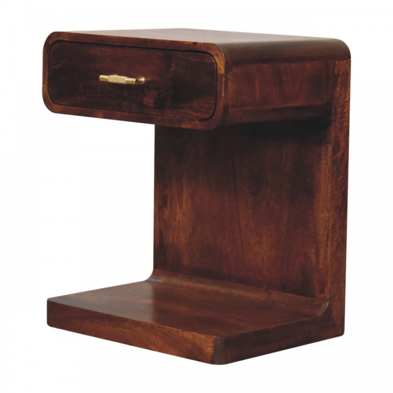 Chestnut T-Bar Rounded Nachttisch